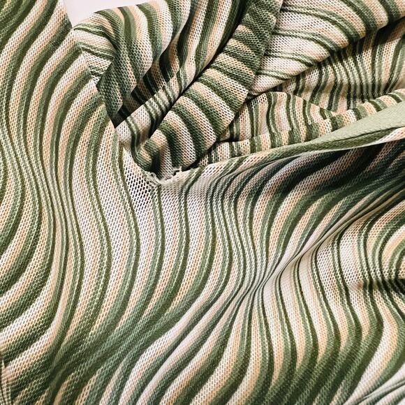 Eloquii Mesh Printed V Neck Twist Open Back Midi Dress Size 18 NWT Green Cream - Picture 7 of 12